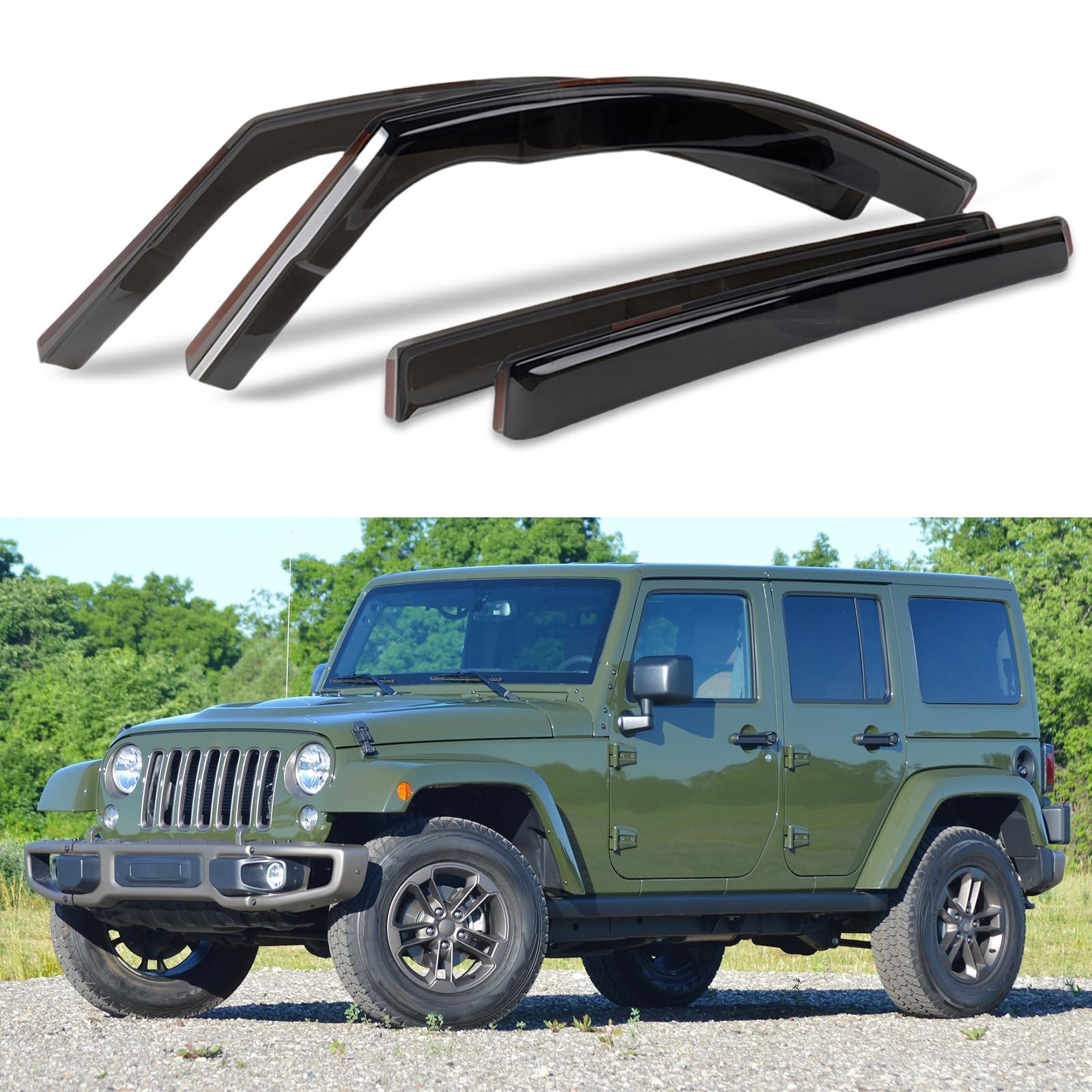 Window Visors Compatible with Wrangler JK 4-Door 2007-2018
