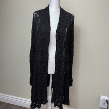 Surrealist USA Black Lace Duster Cardigan Size 1 S/M Whimsigoth Romantic Boho