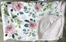 Pink Roses Baby Blanket Super Soft Reversable Baby Girl Floral Flowers Cottage