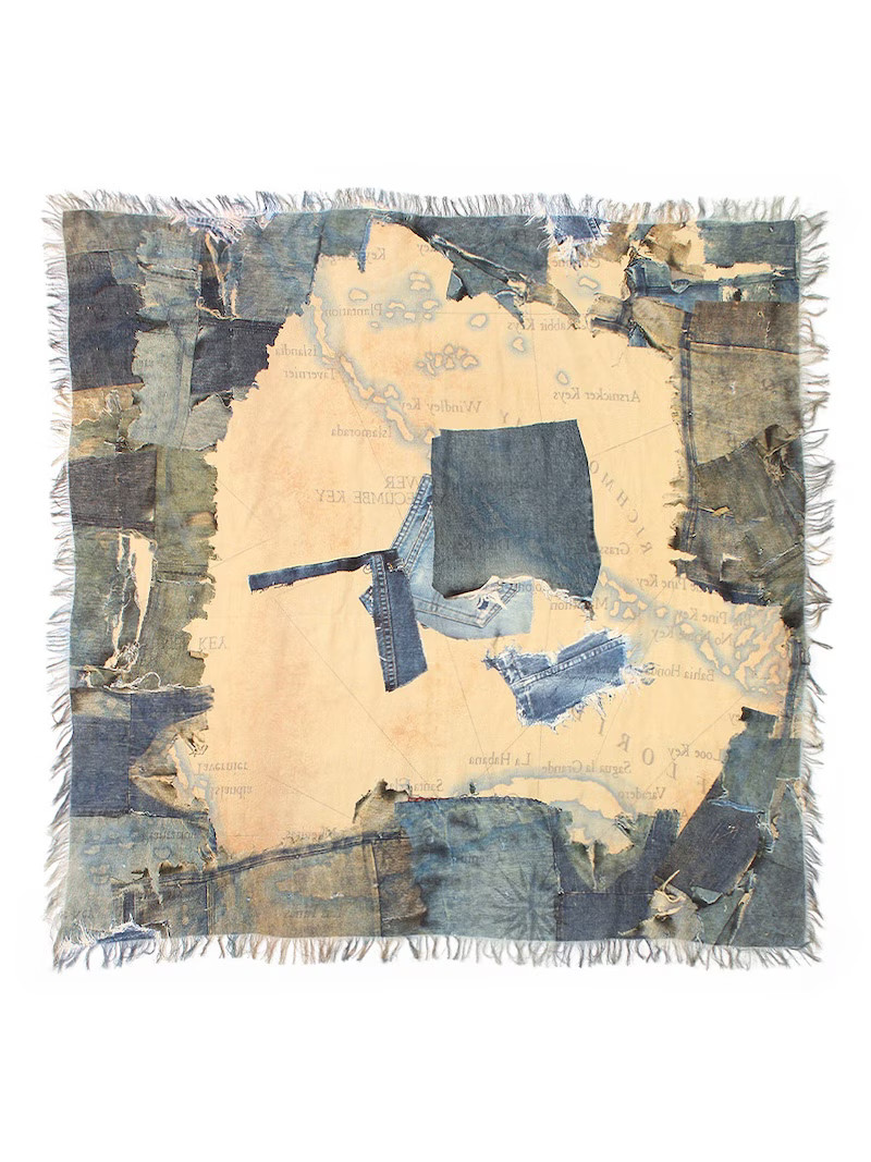 (ASK availability first) KAPITAL / Rayon Fringe Square Stole (KAYO HUESO new