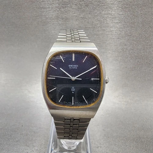 Seiko Watch Men 31mm Blue Dial Silver Tone Round 7830-5020 New Battery