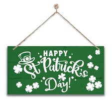 Hanging Happy St. Patricks Day Wooden Wall Art, Irish Home Sign, Rustic Farmh...