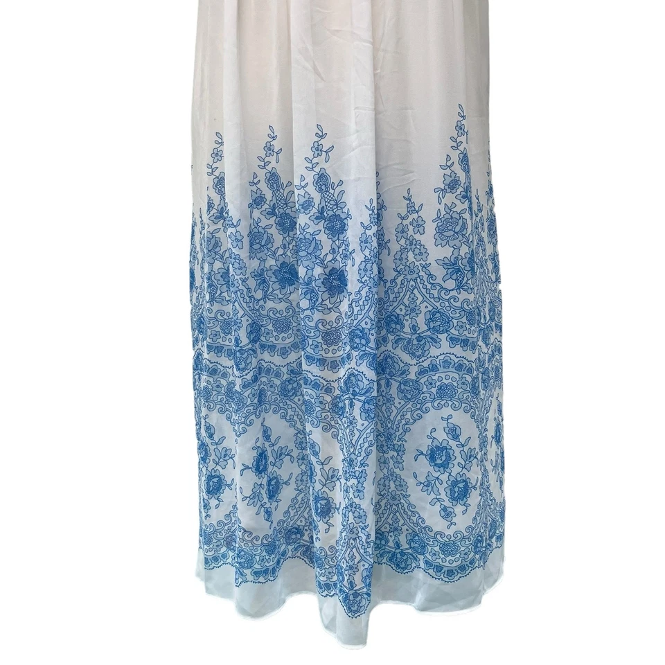 In Bloom by Jonquil Nightgown Chemise Sz M Sheer Blue Floral Boudoir Coquette - Image 3 of 4