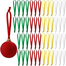 120Pcs Velvet Christmas Ornament Ribbon Hangers, Hand Tied Christmas String R...