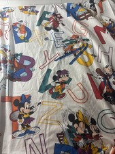 Vtg DISNEY MICKEY MOUSE FRIENDS ALPHABET LETTERS BED SHEET Twin Size Flat