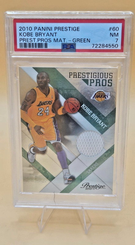 2010-11 Prestige #60 Kobe Bryant PRESTIGIOUS PROS MAT. GREEN /499 LAKERS PSA 7