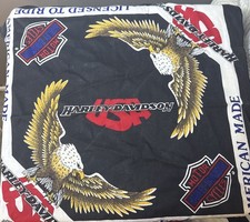 Vintage Harley Davidson Eagle Bandana USA Made RN15187 Black Red White Blue