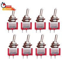 Mxuteuk 8Pcs SPST Mini Toggle Switch Miniature On/Off Switch 2 Terminal 2 Positi