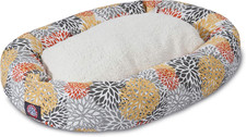 Cama bagel Sherpa Citrus Blooms 52" para comodidad acogedora para mascotas