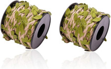 Burlap Leaf Ribbon 2 Rolls 66 Feet Total 5mm Natural Jute Twine with Artificial