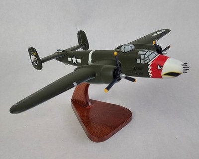 NORTH AMERICAN B-25 MITCHELL WOODEN DESKTOP MODEL AIRPLANE BOMBER - 10 in