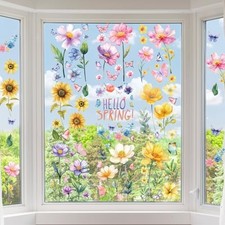 150 PCS Spring Summer Window Stickers, Double-Side Window Clings, Flower