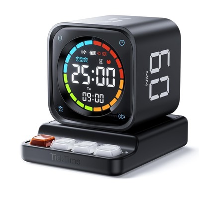 TK3 Pomodoro Timer Cube, Desk Productivity Timer with 5/10/30/60 Min Presets,...