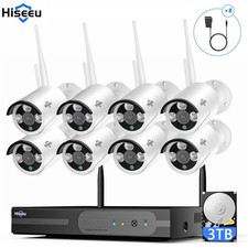 Hiseeu 4K Outdoor Security Camera System,16CH NVR,8Pcs 8MP WiFi Cameras,3TB HDD