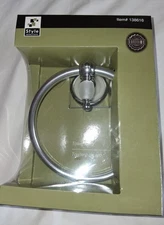 Style Selections Towel Ring Chrome Porcelain Frosted Glass  Accent Chrome NEW
