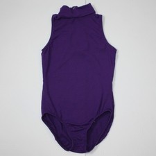 Motionwear Girl's Mock Neck Leotard Dance Leo in Deep Purple and size MC 8-10