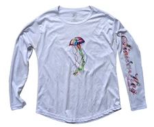 Reel Time Rainbow Jelly Fish Long Sleeve Tech Shirt Women's Medium Siesta Key FL