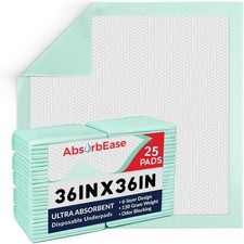 Ultra Absorbent XLarge Bed Pads 36x36 Pack of 25 - Highly Absorbent Underpads