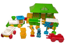 Sesame Street Railroad Train Set Incomplete vtg 1981 push  play toy USA Flaws