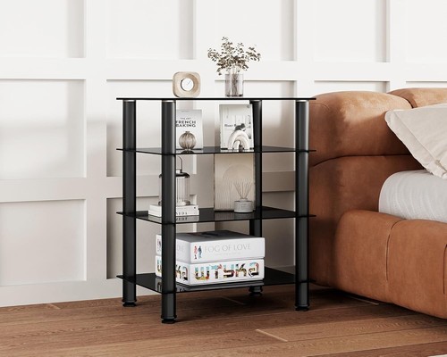 HiFi Racks 4 Tiers Glass TV Stand HIFI Rack Stand Cabinet with Cable Management - Picture 6 of 12