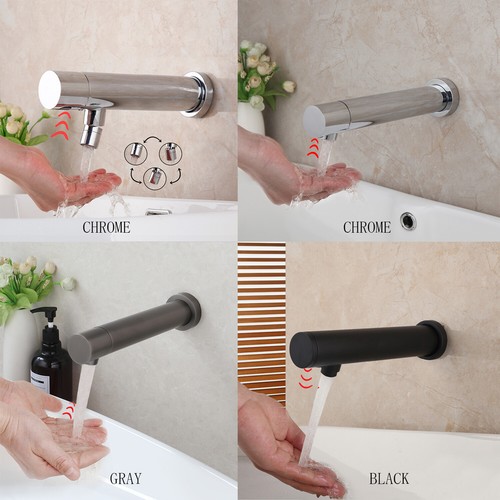 Automatic Touchless Sensor Bathroom Faucet Tub Wall Mount Basin Sink Mixer Taps - Picture 1 of 37