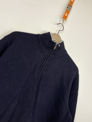 Suéter Boggi Milano 1/4 Cremallera Para Hombre Azul Lana Tejido Manga Larga Talla M - Imagen 8 de 20