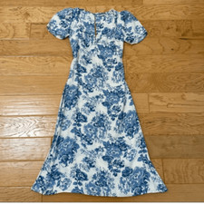 Reformation Marfa Blue White Floral Midi Dress sz 0