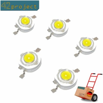 5x Power LED 1 Watt SMD-Chip 100-110lm warmes Weiß 3000-3200k 260-300mA 3,3-4V