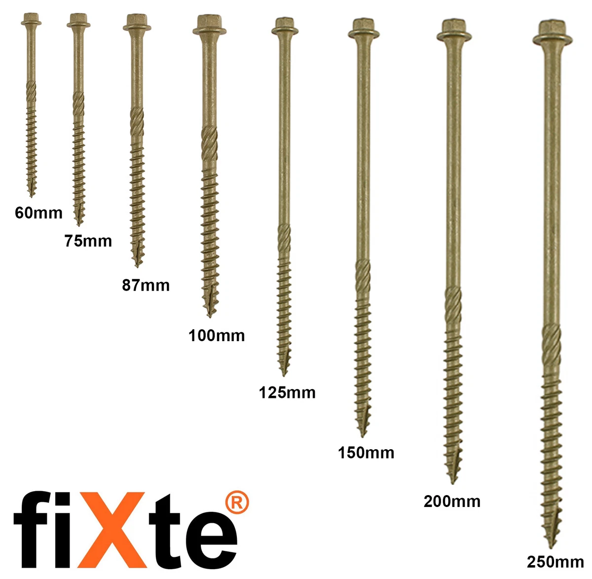 6 x Index Hex Head Exterior Wood Timber Screws Sleeper Landscape Decking Fixings