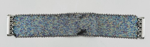 artisan made hand hand sewn bracelet vintage shoe clip glass beads - Picture 4 of 7
