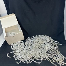9 VINTAGE 80"+ STRINGS CLEAR SPARKLE ACRYLIC 9.5mm HOLIDAY DECORATION PEARLS EXC