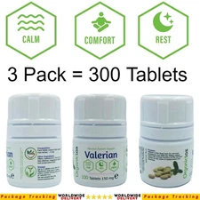 NATURAL Valerian 300 Tablets  75mg Calming Sleeping Aid Insomia Anxiety Support