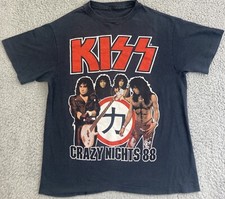 Vintage Kiss 1988 Crazy Nights Tour T-Shirt Single Stitch Rock Band Tee Womens S