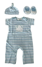MY FIRST EASTER OUTFIT FOR BOY 6-9 MONTHS, ONE PIECE, HAT & BOOTIES - NWT