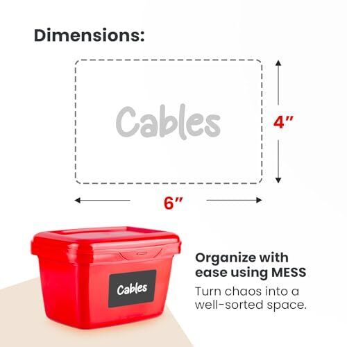 MESS Large Bin Labels for Storage Bins (50) Storage Bin Labels - 6x4 Chalkboard - Bild 4 von 7
