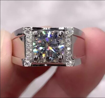 Women's Band Men's Ring Lab Created Diamond 2Ct Round Cut 14K White Gold Plated