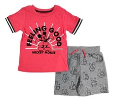 Mickey Mouse Outfit 4T Toddler Boys Feeling Good Shirt Shorts Cute Gift