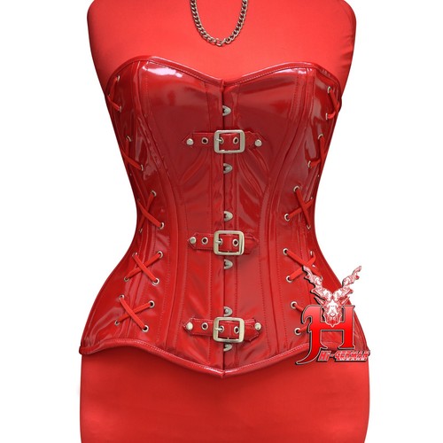 Vollbrustkorsett Lack Rot Corsage Schnürkorsett Schwarz Corsage PVC corset - Bild 8 von 11