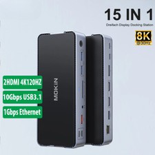 8K USB C Docking Station,Type C to Dual HDMI,DP,3USB 3.1,RJ45 1Gbps,Audio