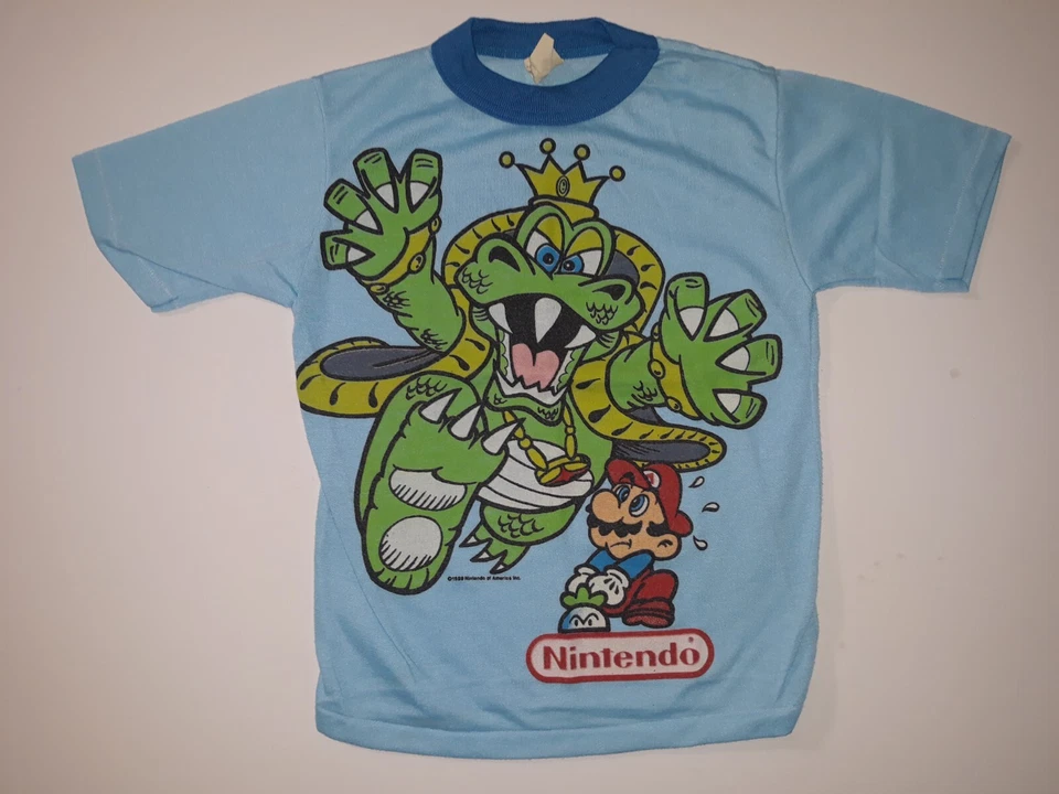 Juego de Camisa y Pantalones Nintendo Super Mario Bowser Niños Talla 8/10 1988 RARO De Colección Foto 4 de 4