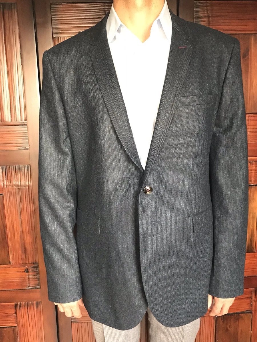 Ted Baker London Navy Herringbone Sport Coat Size 7 New 495 Buy It Now