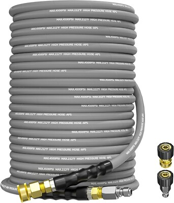 #ad 125FT 3 8quot; Pressure Washer Hose 4500PSI Wire Braided Kink Resistant Power Hose $149.96