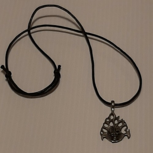 SKULL / FLAMES Vintage Pewter Pendant Charm / 26" Adjustable Necklace - Picture 3 of 3