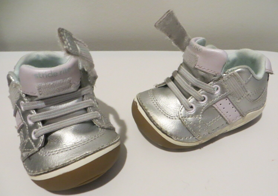 STRIDE RITE Baby Toddler Girls SILVER SHOES Size 3W eBay