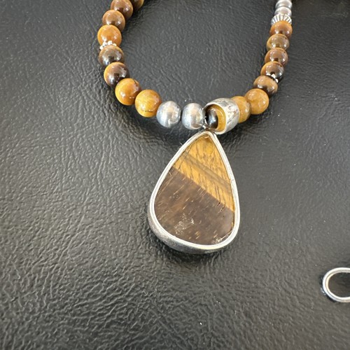 Coffee Brown Tigers Eye Sterling Silver Pendant Necklace Southwestern 15863 - Picture 12 of 12