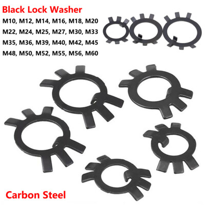 #ad Black Lock Washer Carbon Steel Tab Washers Fit to Slotted Round Nut M10 M60 $83.50