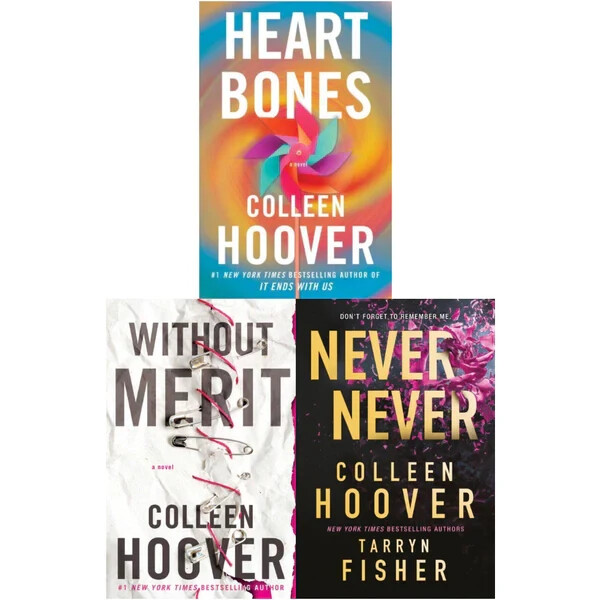 Colleen Hoover Collection 3 Books Set Never Never, Heart Bones, Without Merit