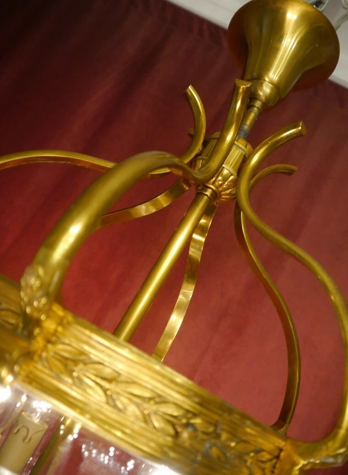 lustre lanterna fina lâmpada bronze brilhante corte chumbo cristal vidro Ø 15" - Imagem 4 de 4