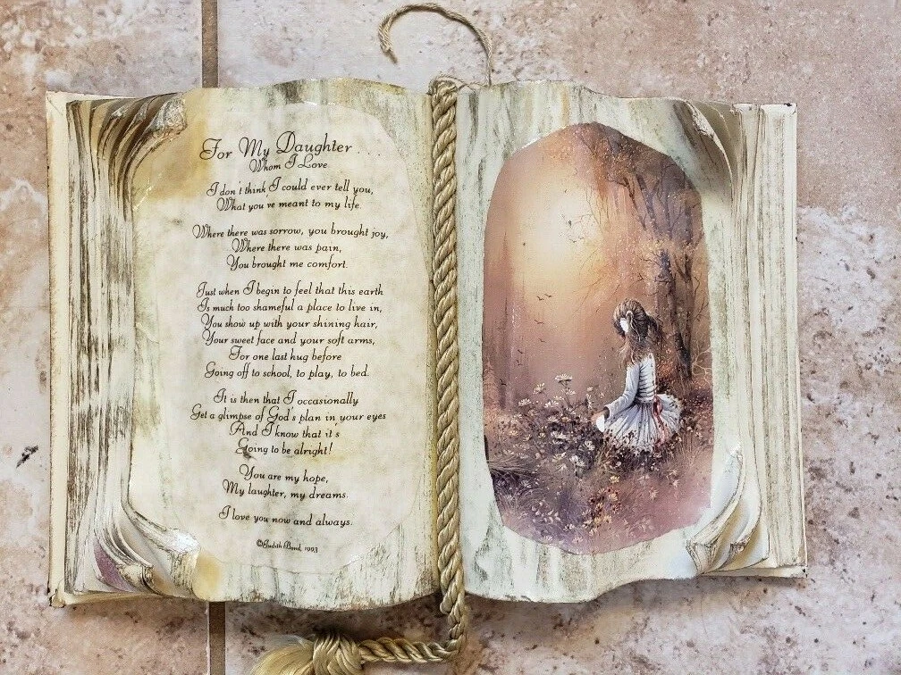 Vintage For My Daughter Whom I Love Poem Decoupage Fake Book ~ Light Damage
