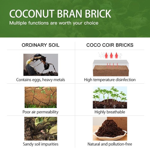 2-Pack 650G Coconut Growing Media Fiber Potting Soil Gardening Coco Coir Bricks - Picture 8 of 11